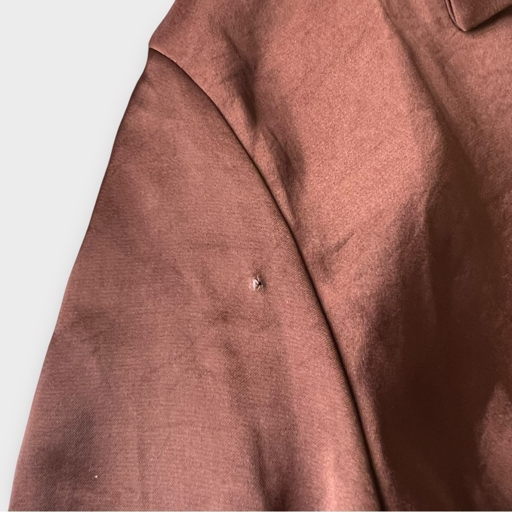Wilfred Tie-Front Satin Blouse – Rust Brown – Size 2XS NWT - Picture 7 of 15